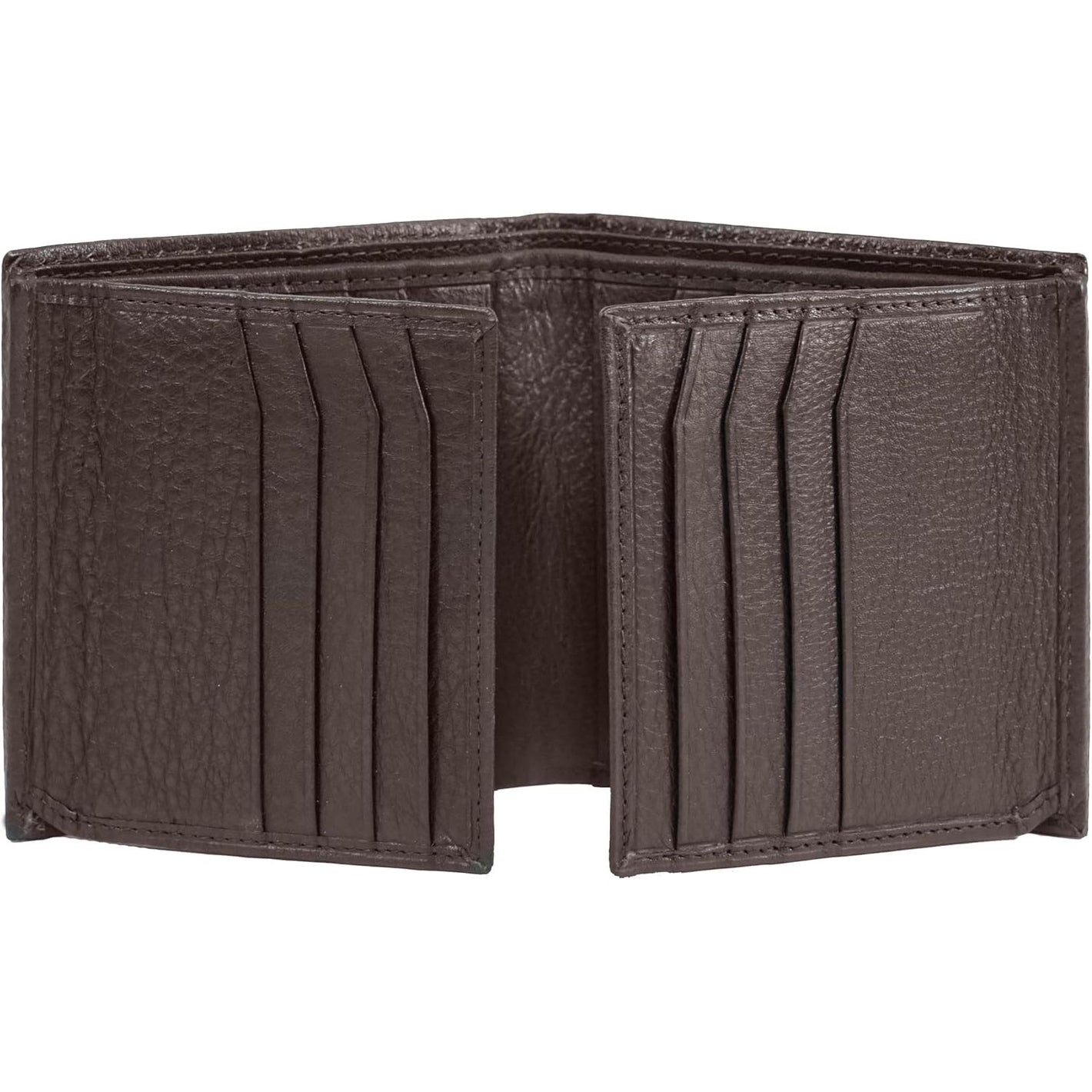 Bullz Genuine Nappa Cow Leather Thick Dual Credit Card ID Flap Quad Fold Large Bifold Mens Wallet Passcase RFID