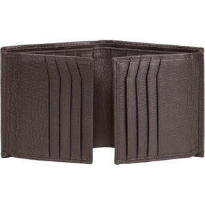 Bullz Genuine Nappa Cow Leather Thick Dual Credit Card ID Flap Quad Fold Large Bifold Mens Wallet Passcase RFID