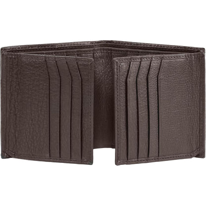 Bullz Genuine Nappa Cow Leather Thick Dual Credit Card ID Flap Quad Fold Large Bifold Mens Wallet Passcase RFID