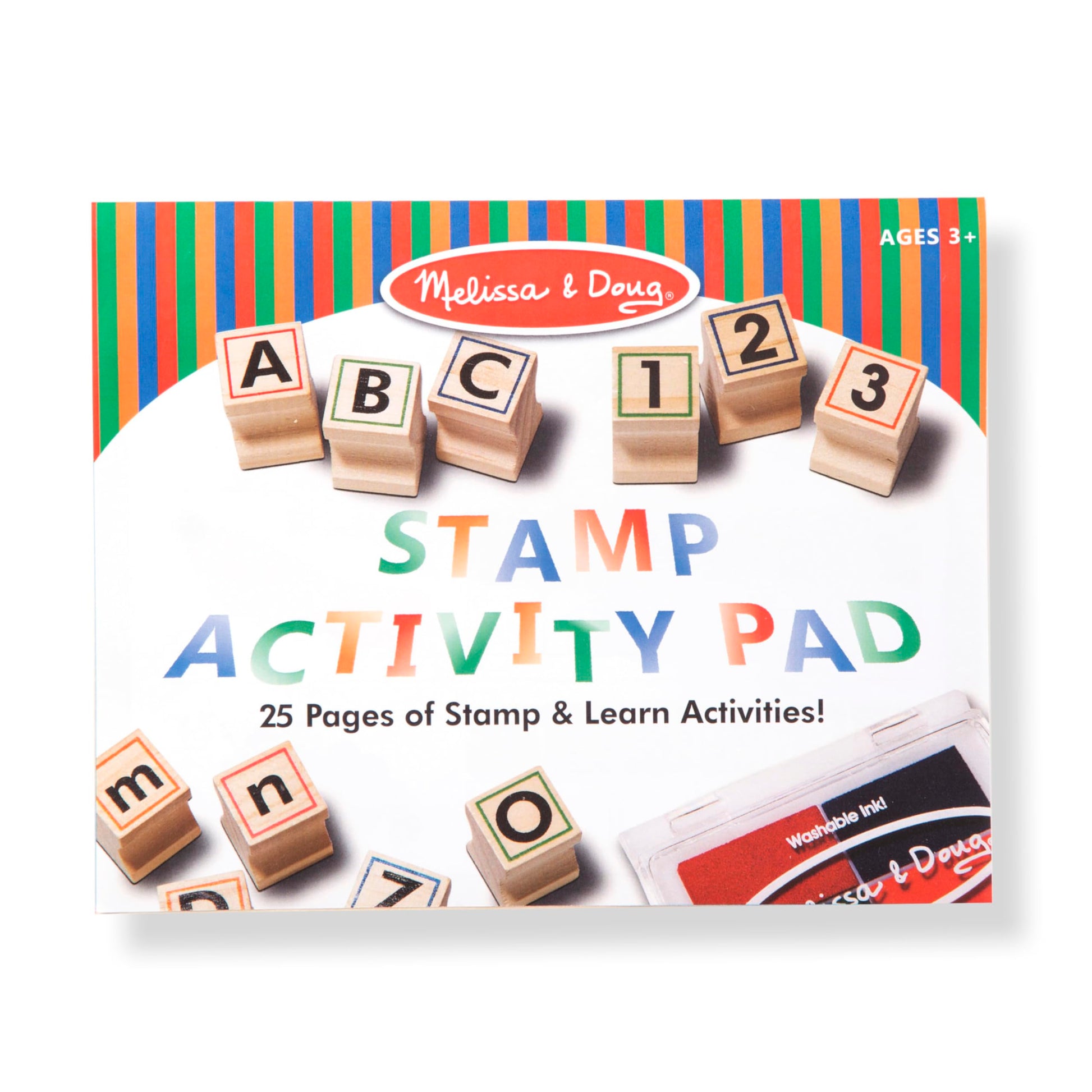 Buy now Melissa & Doug Deluxe Letters and Numbers Wooden Stamp Set ABCs 123s With Activity Book, 4-Color Stamp Pad - FSC Certified at indiglob india