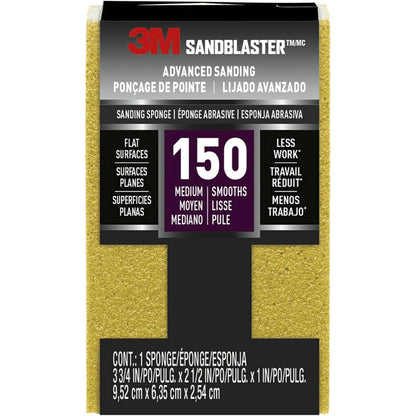 3M 20908-150 SandBlaster Bare Surfaces Sponge, 150-Grit