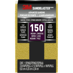 3M 20908-150 SandBlaster Bare Surfaces Sponge, 150-Grit