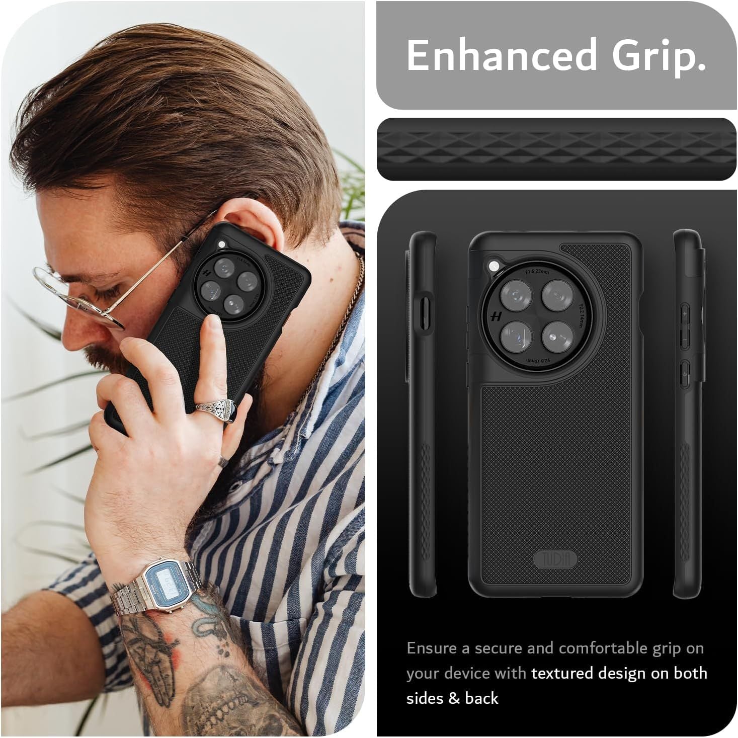 Buy now TUDIA MergeGrip Magsafe Compatible Phone Case for OnePlus 12 5G 2024 - Military Grade, Drop Tested, Dual Layer, Shockproof, Anti-Slip, Heavy Duty & Protector Cover Protective Phone Case - Matte Black at indiglob india