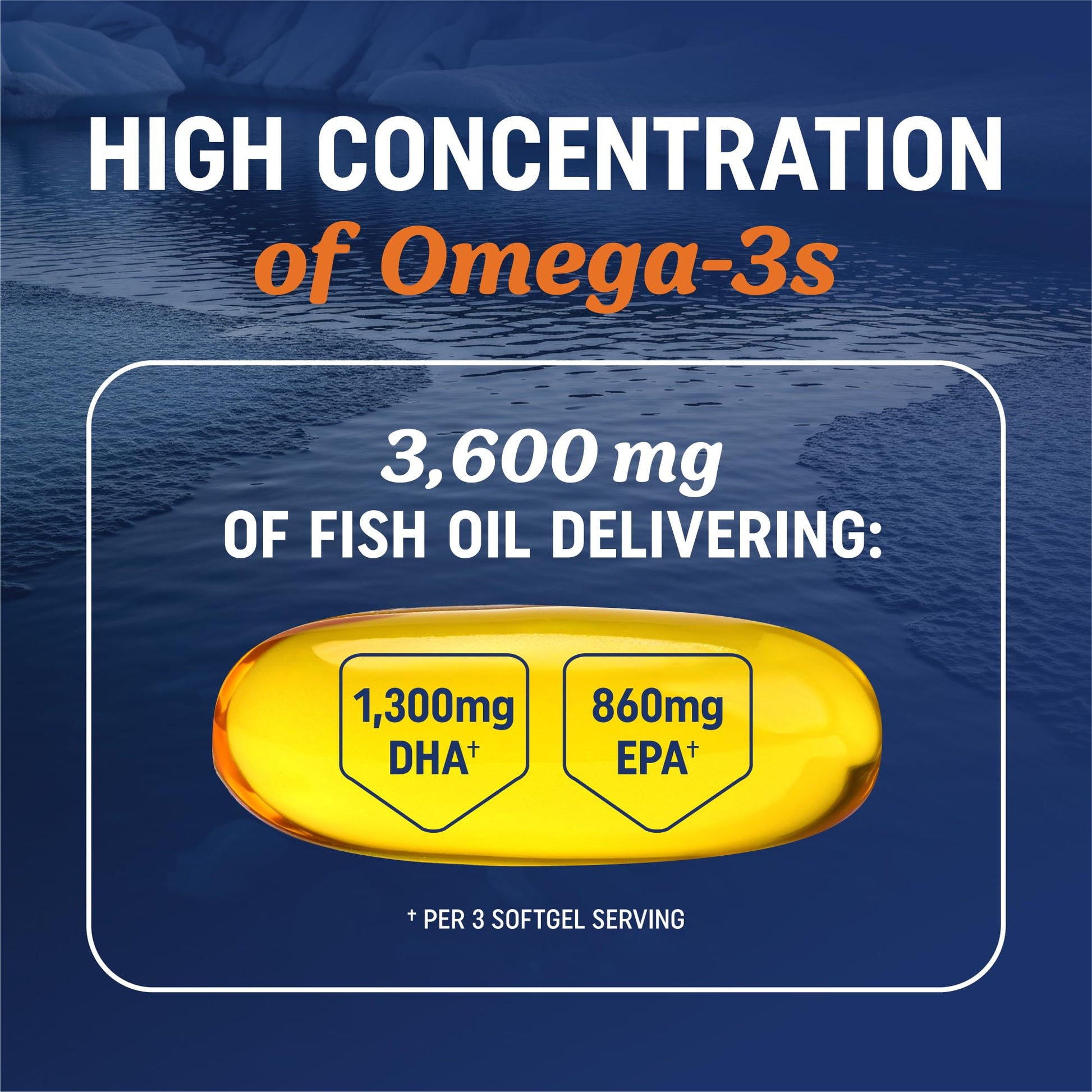 Buy now Triple Strength Omega 3 Fish Oil 3600 mg | EPA & DHA | Over 2100mg Omega-3 Fatty Acids | 1300mg EPA + 860mg DHA | Best Essential Fatty Acids | Premium Wild Caught & Burpless Fish Oil | 180 Ct at indiglob india