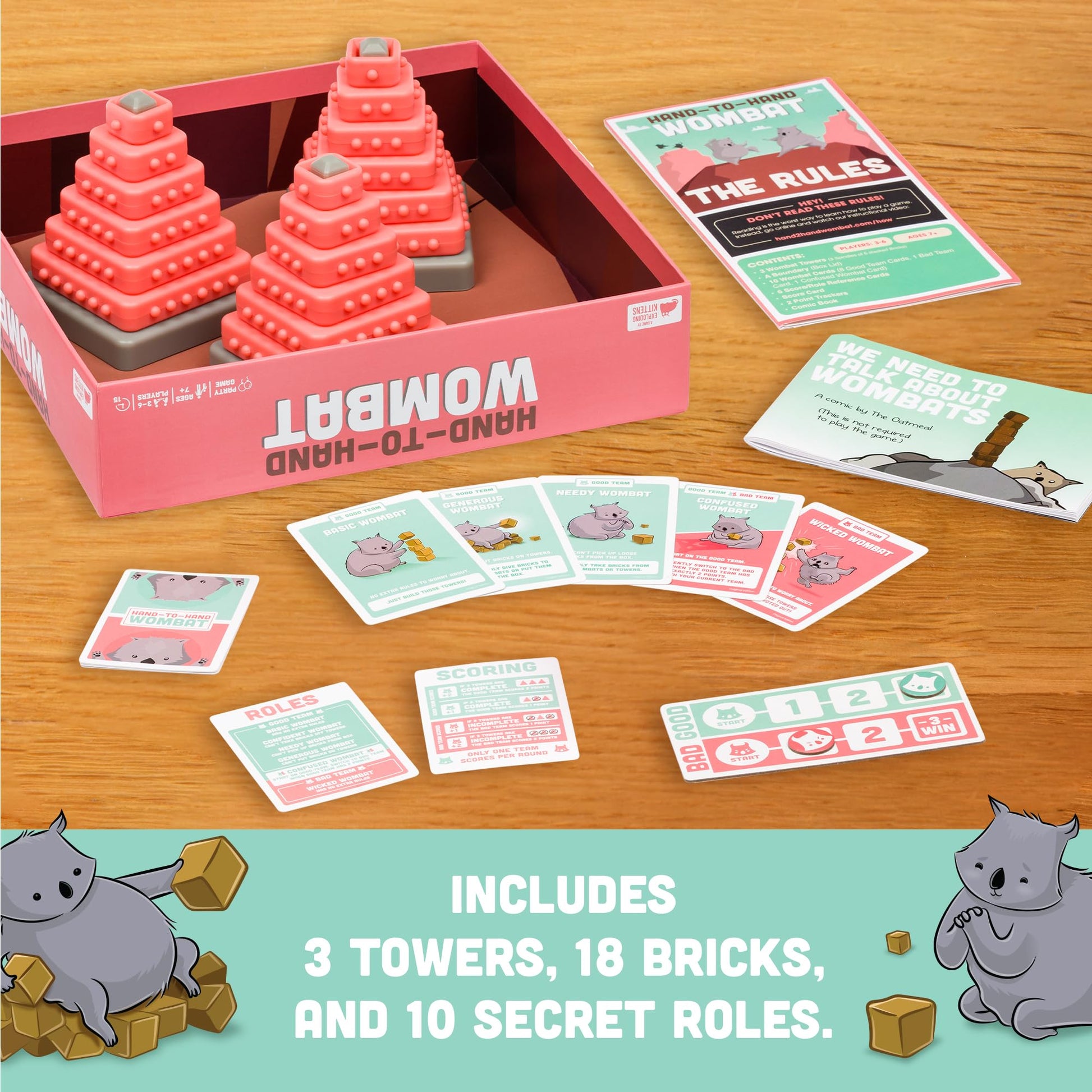 Buy now Exploding Kittens Hand to Hand Wombat 3-6 Players - Ages 7+ - 15 Minutes to Play - A Game of Teamwork and Trouble-Makers - Party Game, Family Game Night, Kid and Adult Card Game at indiglob india