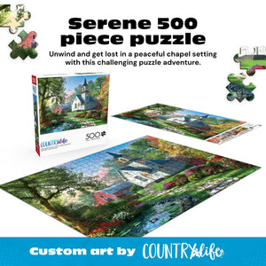 Buy now Buffalo Games – Little White Chapel Jigsaw Puzzle, 500 Piece Puzzle for Adults, Peaceful Church Landscape Art by Dominic Davison at indiglob india