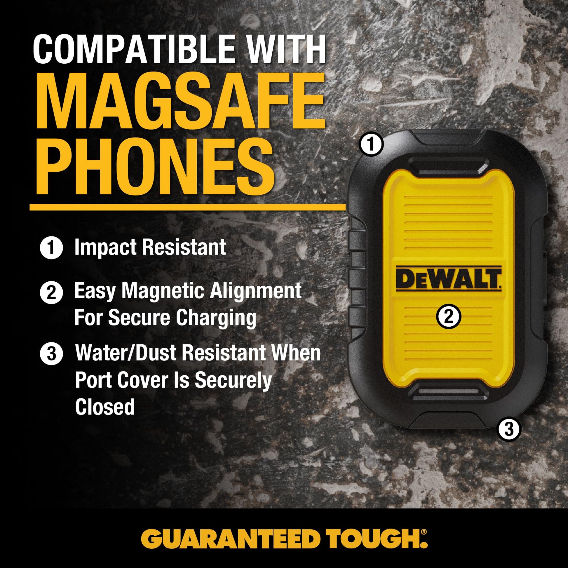 Buy now DEWALT Heavy Duty Magnetic Power Bank 5,000mAh, Rugged Wireless Portable Charger 18W Fast Charging Battery Pack, USB-C to C w/USB Adapter Cable 4' Water Resistant Works w/Magsafe iPhone 17/16/15/14 at indiglob india