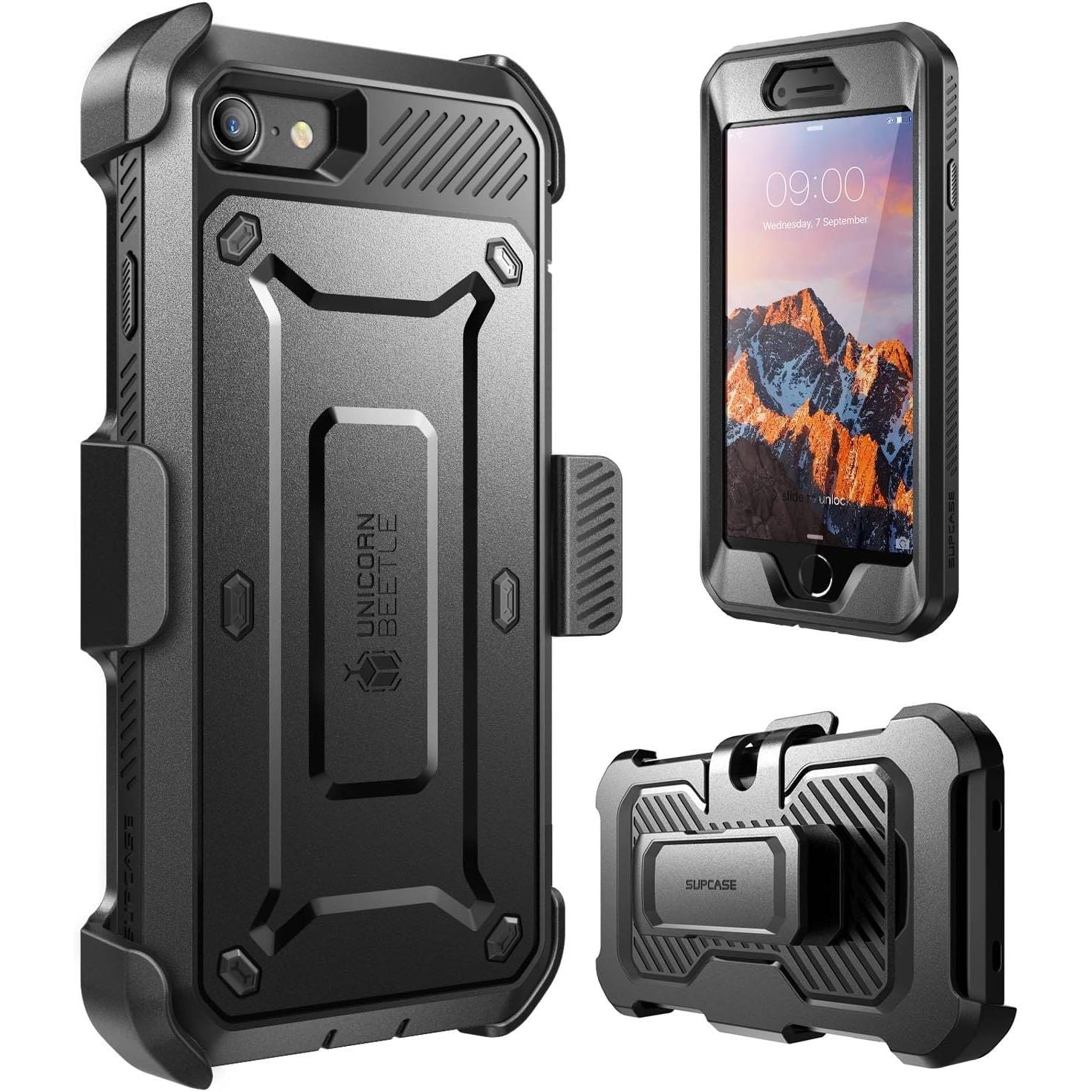 Buy now SUPCASE for iPhone 8 Plus Case with Belt-Clip (Unicorn Beetle Pro), [Built-in Screen Protector] [Military-Grade Drop Protection] Heavy Duty Rugged Phone Case for iPhone 8 Plus/iPhone 7 Plus, Black at indiglob india