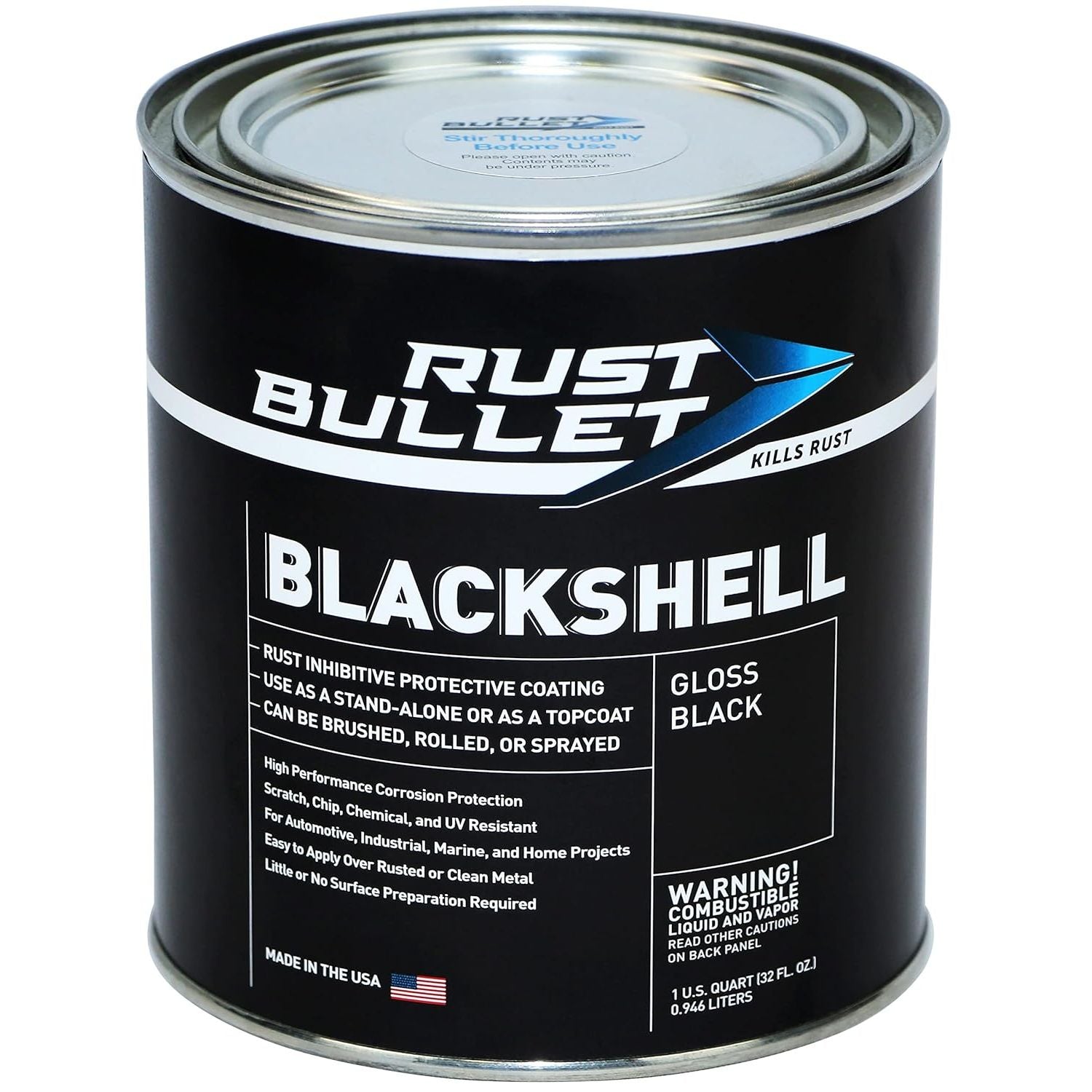 Buy now RUST BULLET BlackShell - Gloss Black - 4 Oz - Corrosion Preventive Coating, UV Resistant Rust Proofing Paint, Long-Lasting Metal Protection 32 Fl Oz (Pack of 1) at indiglob india