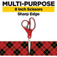 Scotch Multi-Purpose Stainless Steel All-Purpose 2 Pairs of Scissors, 8 Inches, Red & Gray, Great for home, school and office