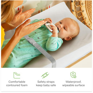 Buy now Munchkin Secure Grip Baby Diaper Changing Pad for Dresser, Waterproof and Wipeable, Contoured, Standard Size (14.75" x 31"), White at indiglob india