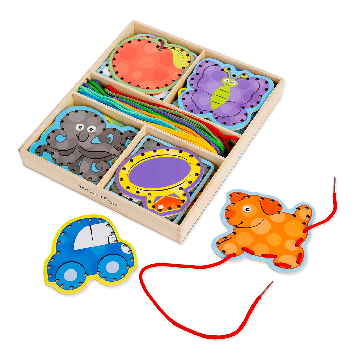 Buy now Melissa & Doug Alphabet Wooden Lacing Cards With Double-Sided Panels and Matching Laces at indiglob india