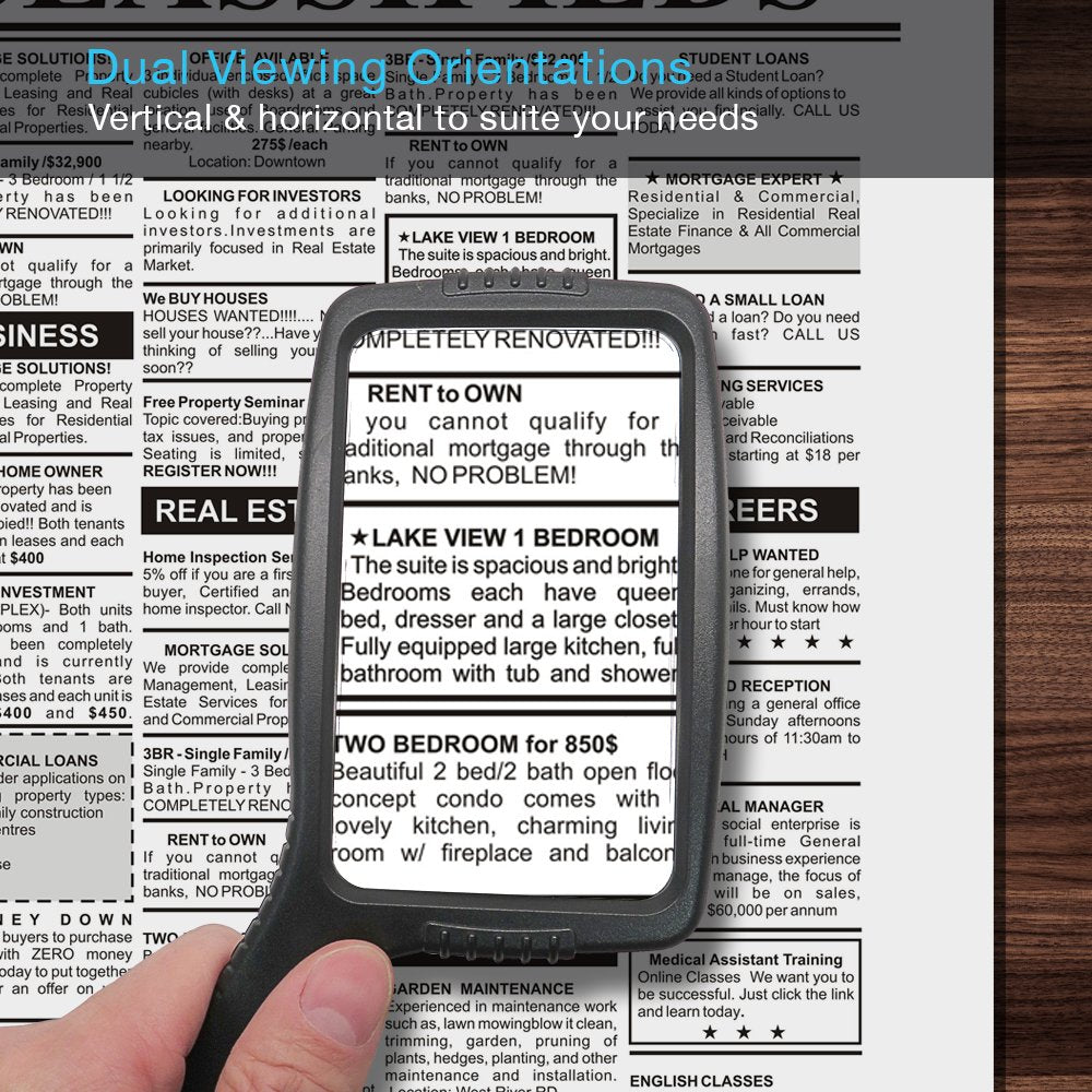 Buy now MagniPros Jumbo Size Magnifying Glass Wide Horizontal Lens(3X Magnification)- Shockproof Housing & Scratch Resistant Design W/Large Viewing Area Ideal for Reading Small Prints & Low Vision at indiglob india