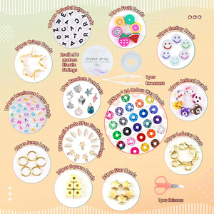 FZIIVQU 6100Pcs Clay Beads Bracelet Making Kit 24 Colors Friendship Bracelet Beads Kit with Preppy Polymer Bead for Jewelry Making Charms Gifts for Teen Girls Ages 6-12