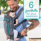 Infantino Carry On Baby Carrier, Ergonomic Multi-Pocket Baby Carrier for Newborn to Toddler 8-40 lbs with Padded Straps, Lumbar Belt Storage, Registry Essential, Gray