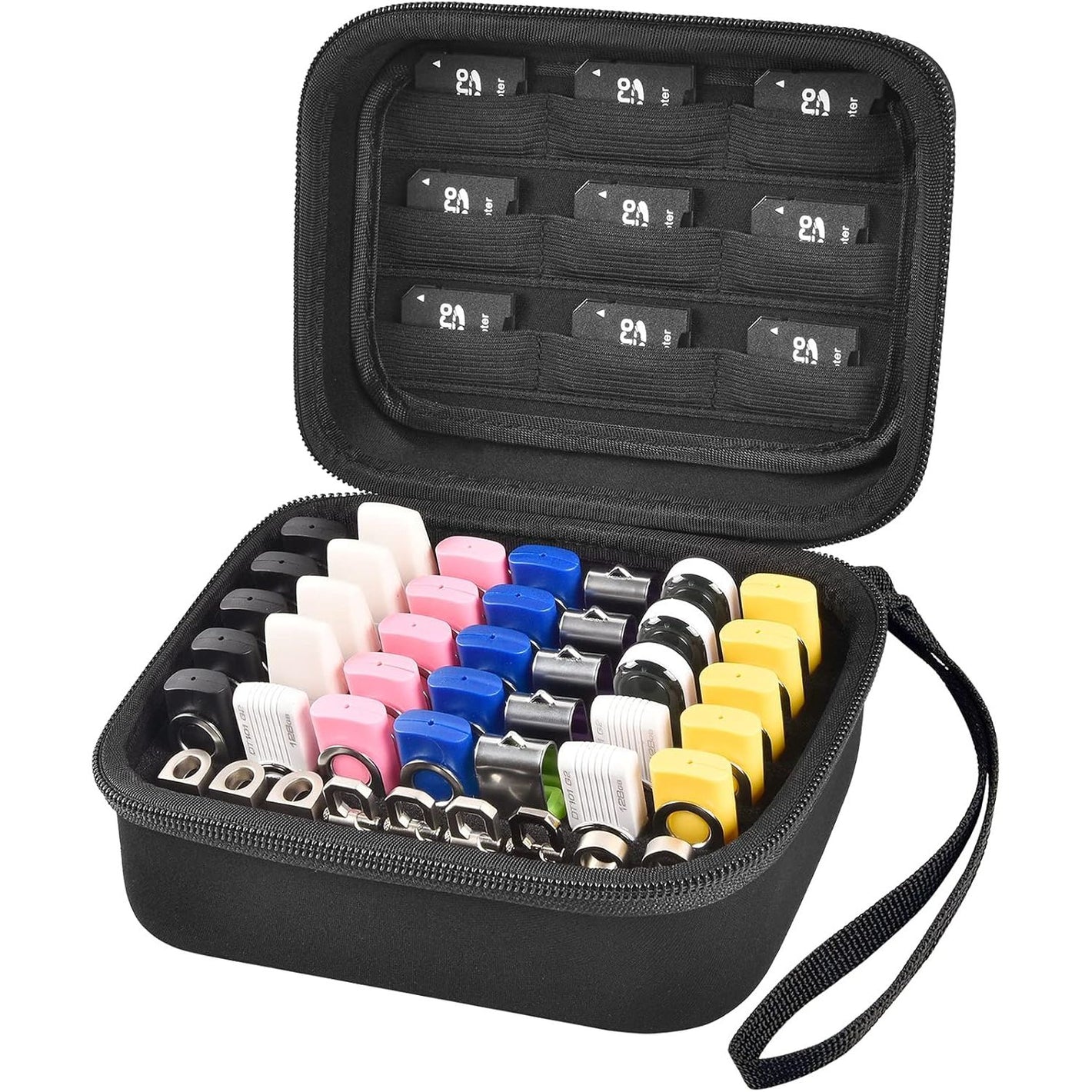 USB Flash Drive Case, Thumb Drive, Memory Card SD SDXC SDHC Card Holder Organizer, Electronic Accessories Storage Bag for SanDisk/SamData/Samsung/TOPESEL/PNY/Memory Stick/YubiKey (Box Only)