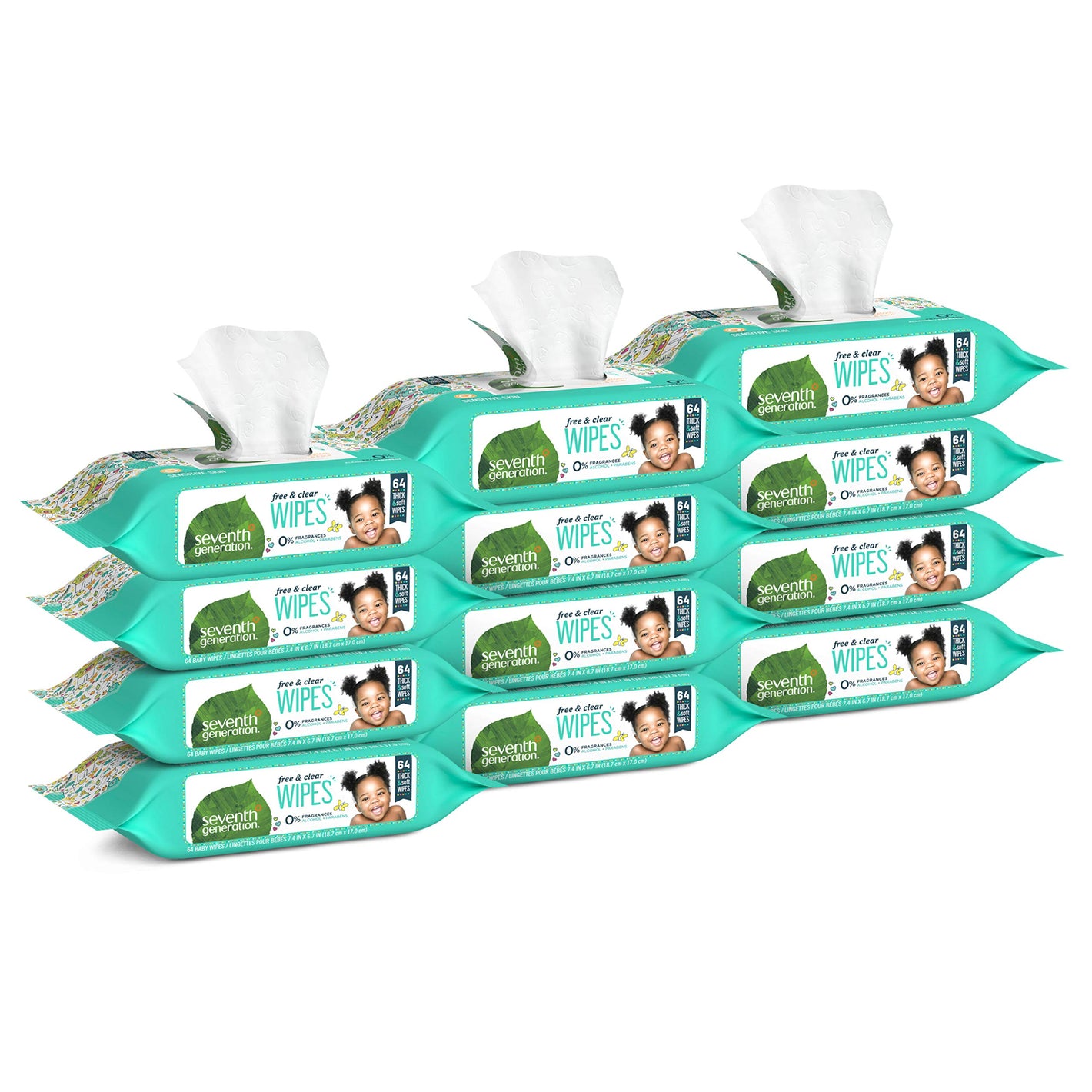 Buy now Seventh Generation Free & Clear Baby Wipes Refill Unscented and Sensitive Gentle as Water 64 count Pack of 12 (768 Total) at indiglob india