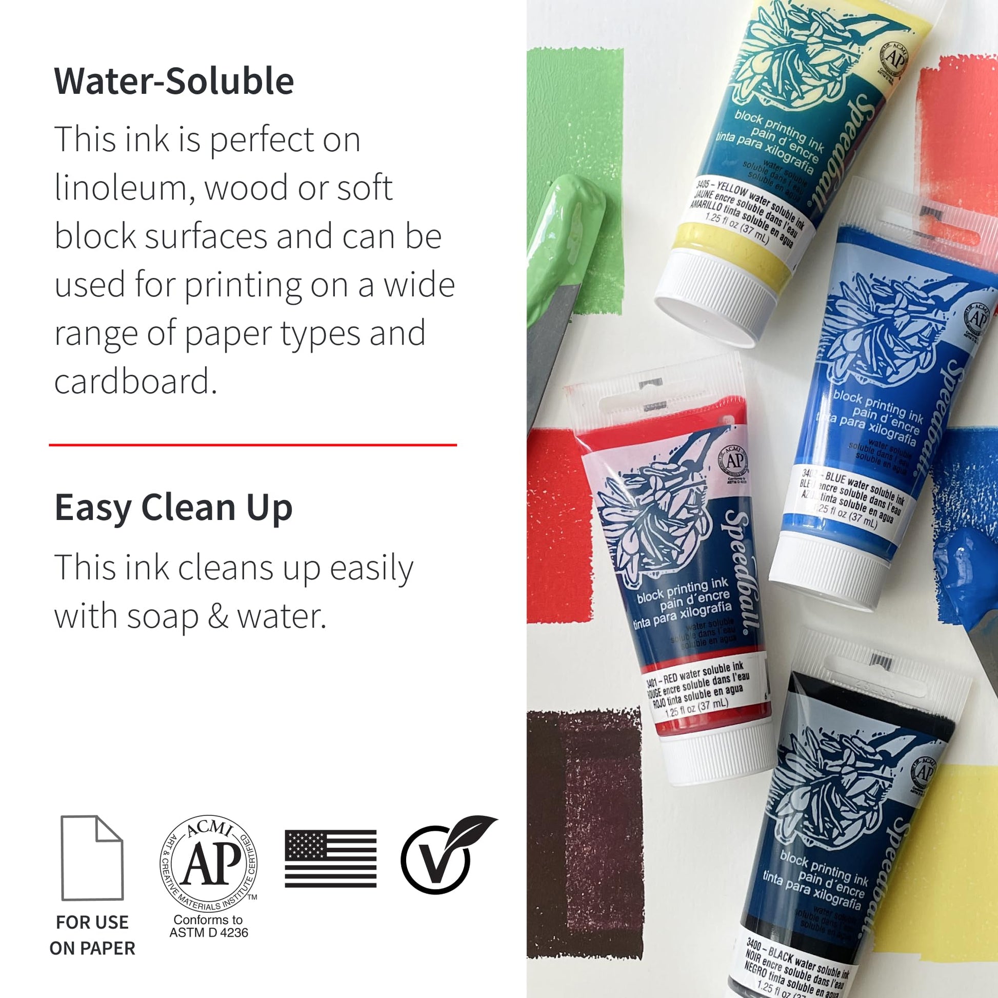 Buy now Speedball 3470 Water-Soluble Block Printing Ink Starter Set ƒ?? 6 Bold Colors with Satiny Finish - 1.25 FL OZ Tubes, Multicolor at indiglob india
