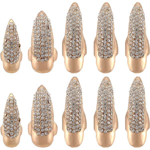 10pcs Halloween False Nail Alloy Gothic Punk Style Talon Claw Paw Finger Rings Cosplay Decoration (3 Sizes) - My Store