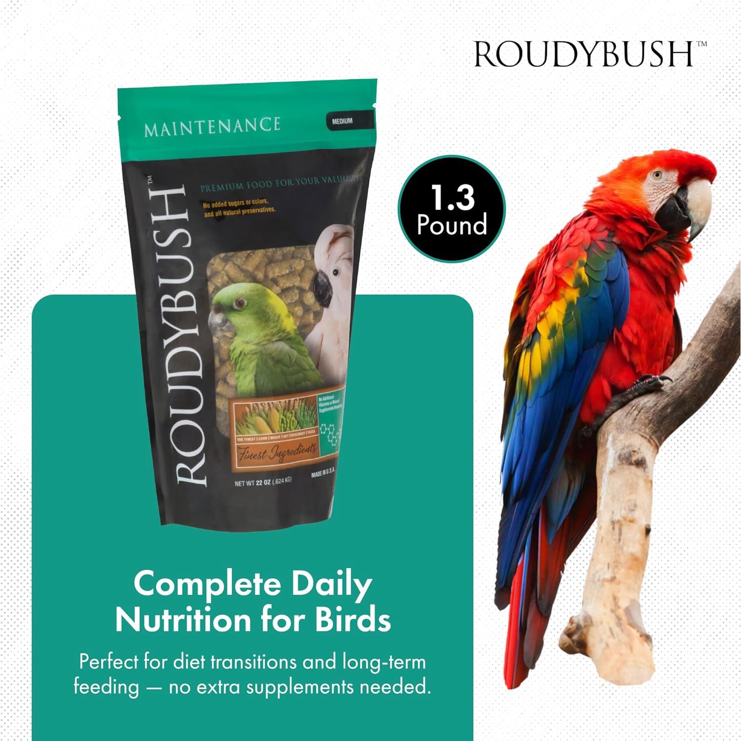 Buy now Roudybush Daily Maintenance Food for Birds - Scientifically Formulated Bird Feed - Bird Food Pellets w/Corn, Wheat, Soy & More - Nutritious & Healthy Feed for Birds (Medium, 22oz) at indiglob india