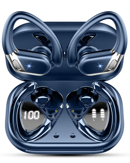 Buy now Ltinist Wireless Earbud, Bluetooth 5.3 Headphones Pure Bass Sound with Earhooks, 75H Battery Over Ear Headphones with Dual-LED Display, IP7 Waterproof Earphones Built-in Microphone for Running Sports Dark blue at indiglob india