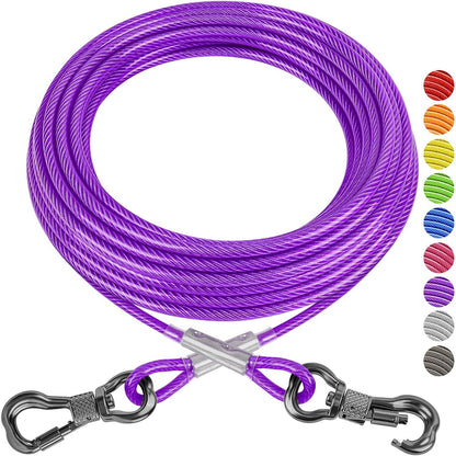 XiaZ 30ft Dog Tie Out Cable, Heavy Duty Dog Chains for Outside with Lockable Hook, Pet Runner Cable Leads for Yard, Dogs Line Tether for Small Medium Large Dogs Up to 250 LBS
