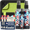 Koala Eyeglass Lens Cleaner Spray Kit | (2x) Glasses Cleaner Bottle + (2x) Microfiber Cloth | Alcohol Free Eyeglasses, Screen, and Camera Cleaning Kit | Made in USA (4 Piece Set) - 6 Piece Set