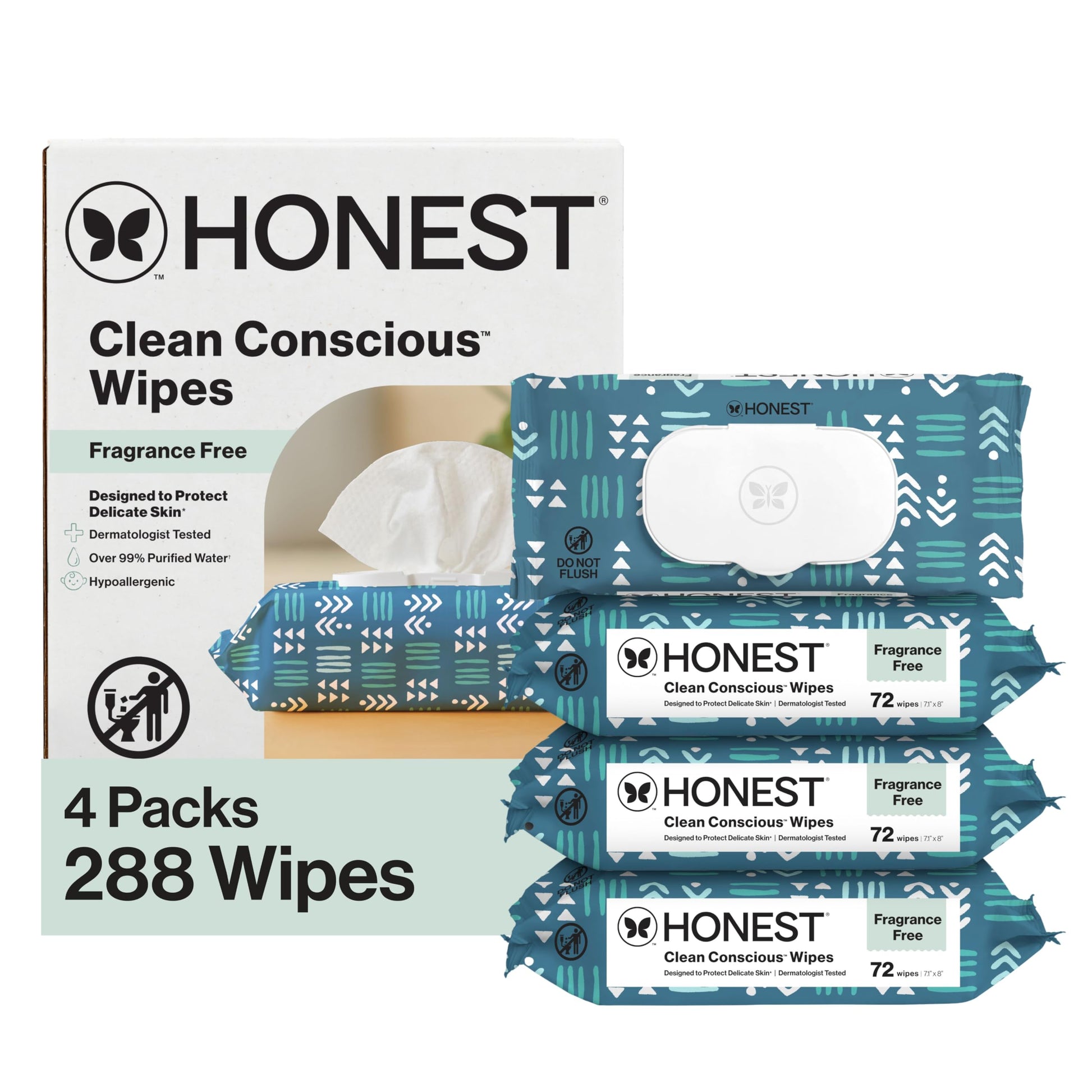 Buy now The Honest Company Hypoallergenic Multi-Use Baby Wipes for Sensitive Baby Skin Rainbow 60 Count Balance Blues 72 Count (Pack of 4) at indiglob india