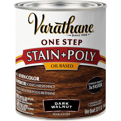 Buy now Varathane 225250H Oil-Based One Step Stain + Poly, Quart, Dark Walnut Quart (Pack of 1) Dark Walnut at indiglob india