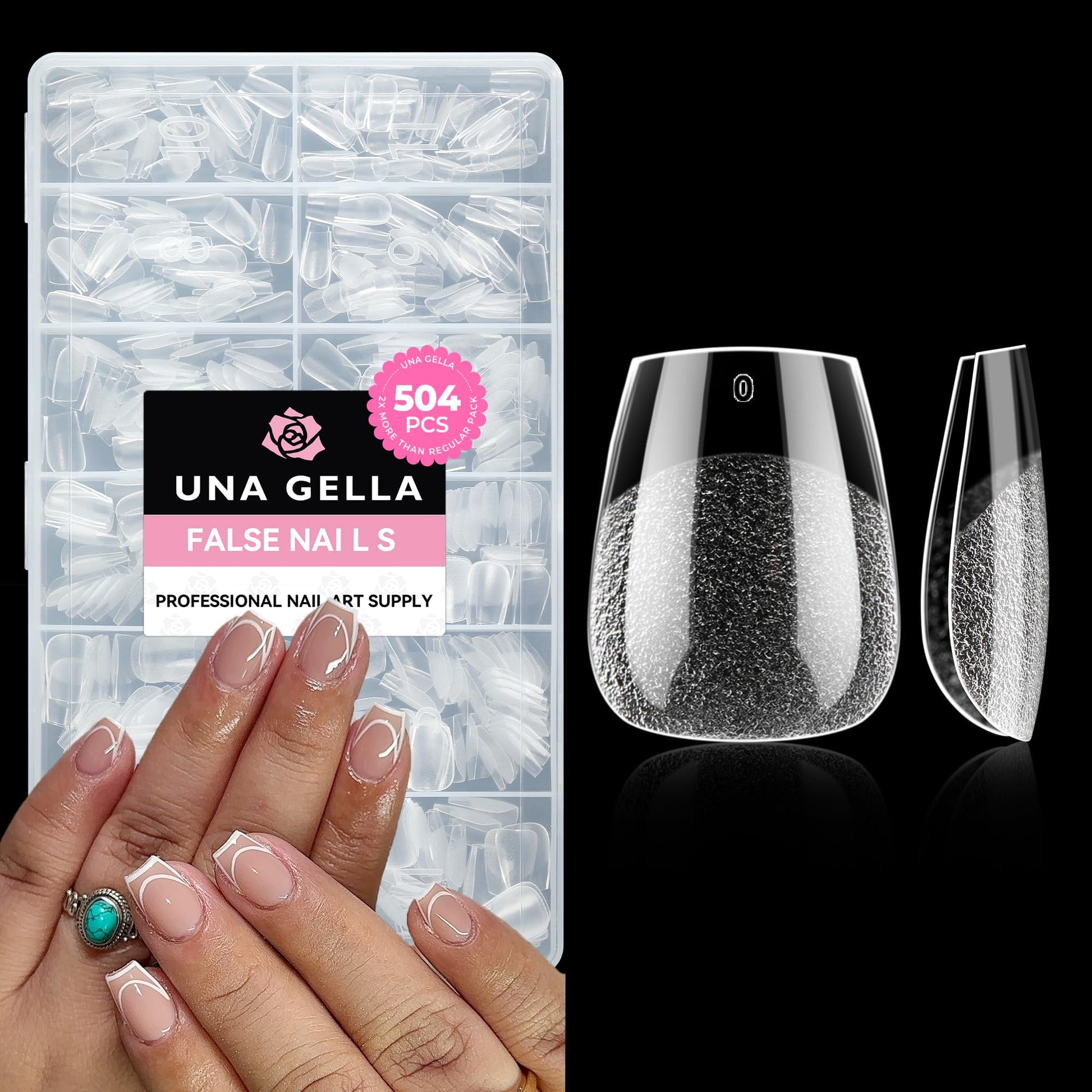 Buy now UNA GELLA Almond Gel Nail Tips, 504PCS Pre Etched Clear Fake Nails Tips Medium Almond Shape - 12 Sizes Full Cover Soft Acrylic Press On Nail Extensions No C Curve Gift for Diy at Home XS Ballerina at indiglob india