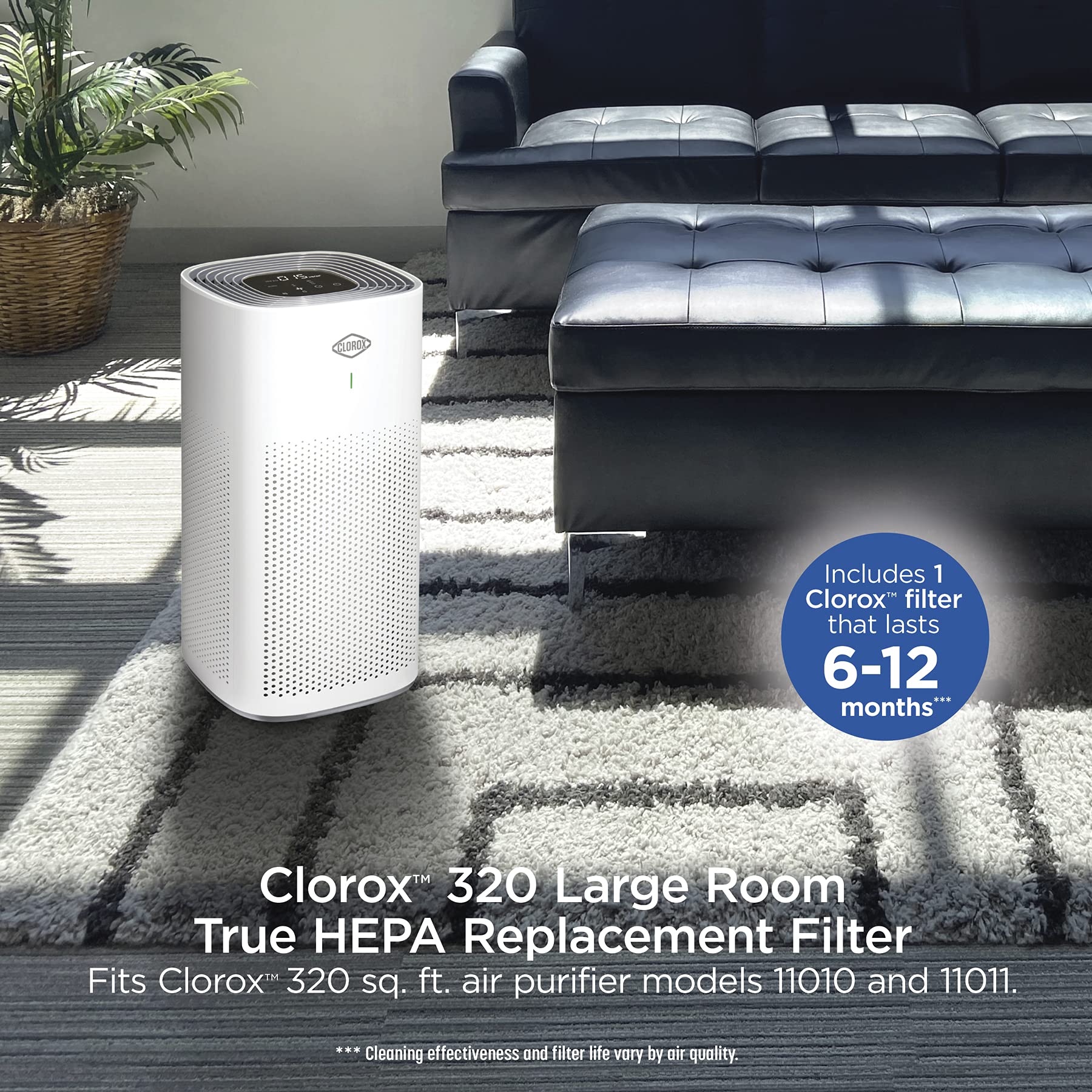 Buy now Clorox Large Room Air Purifier True HEPA Replacement Filter, 1,500 Sq. Ft. Capacity, Removes 99.97% of Allergens up to 0.1 Micron, Compatible with 11010 & 11011, 1 Count (12010) at indiglob india