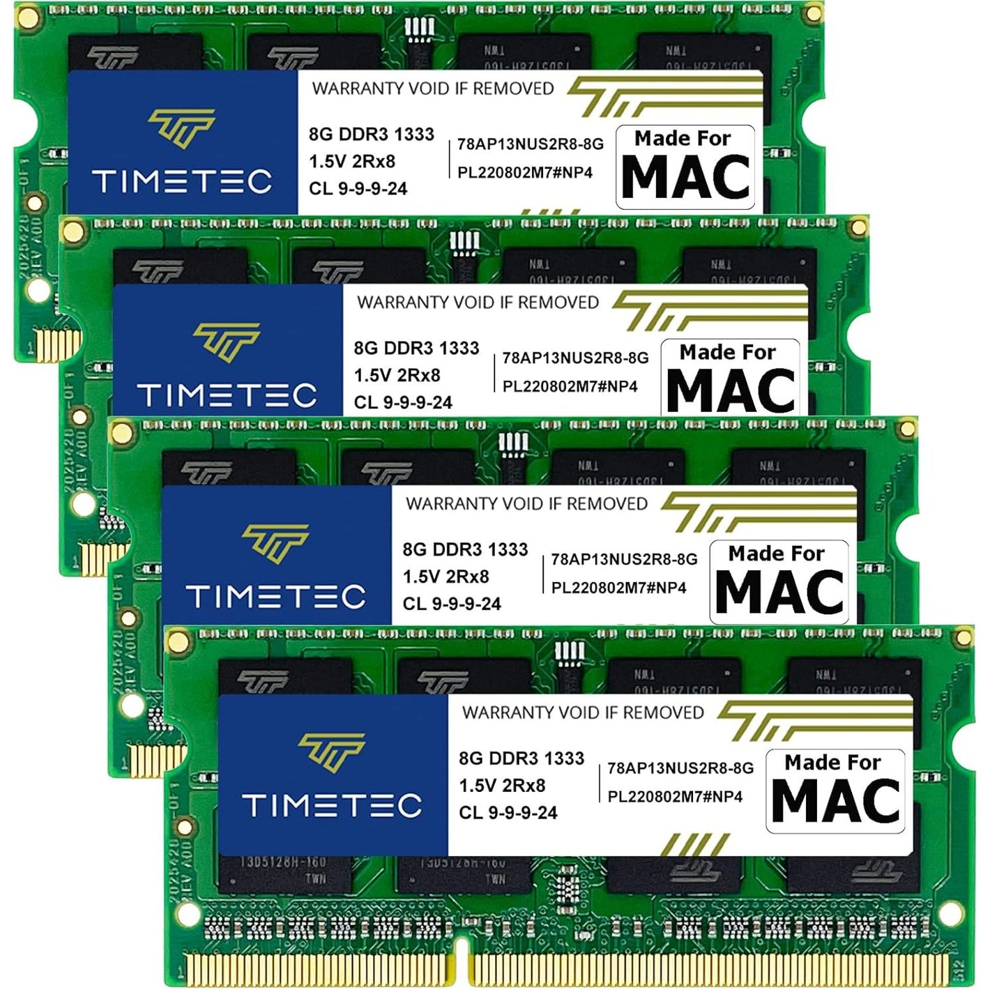 Timetec 32GB KIT(4x8GB) Compatible for Apple DDR3 1333MHz PC3-10600 CL9 for iMac (Mid 2010 27 inch, Mid 2011 21.5/27 inch) SODIMM Memory Module MAC RAM Upgrade for iMac 11,3 / iMac 12,1 / iMac 12, 2