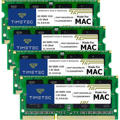 Timetec 32GB KIT(4x8GB) Compatible for Apple DDR3 1333MHz PC3-10600 CL9 for iMac (Mid 2010 27 inch, Mid 2011 21.5/27 inch) SODIMM Memory Module MAC RAM Upgrade for iMac 11,3 / iMac 12,1 / iMac 12, 2