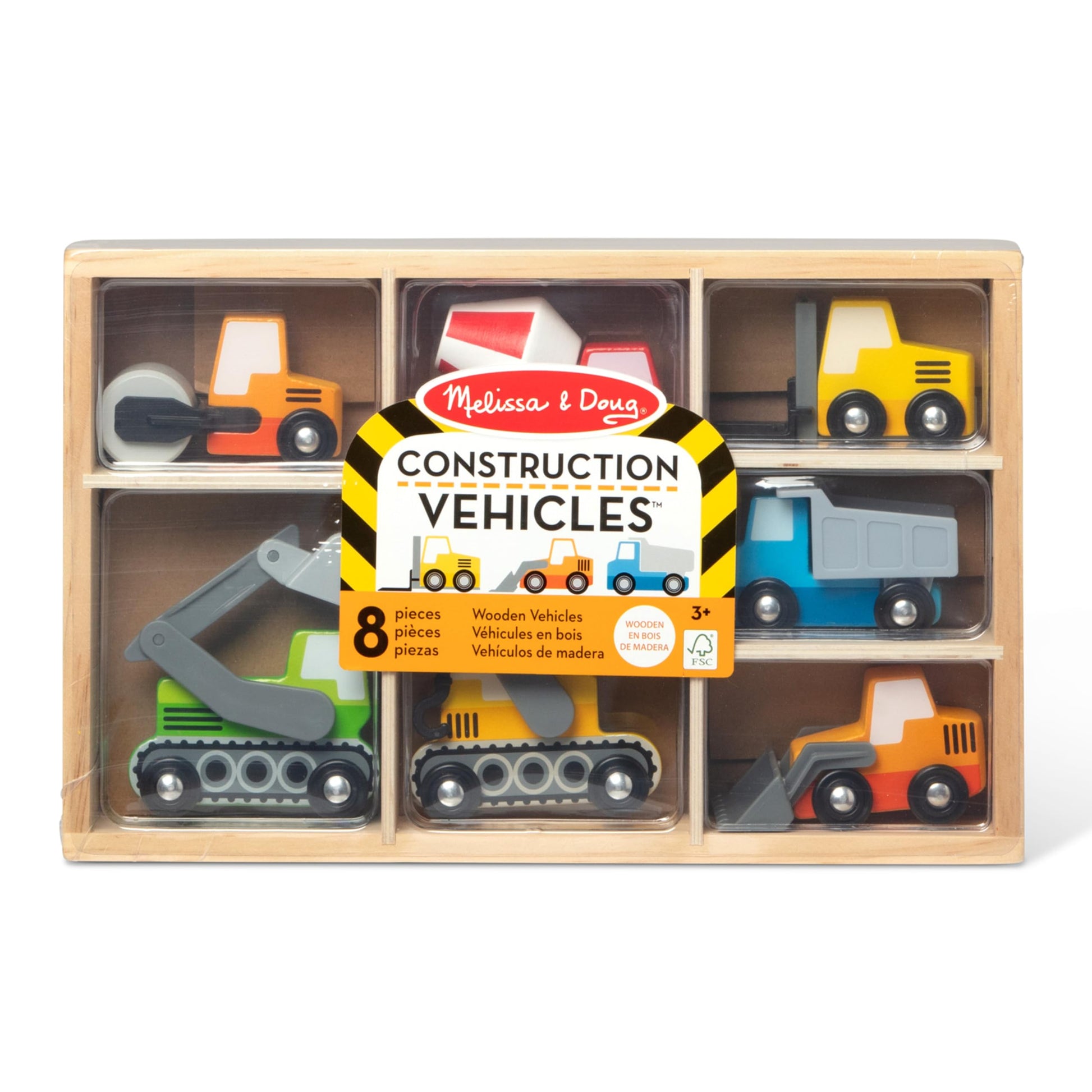 Buy now Melissa & Doug Wooden Construction Site Vehicles with Wooden Storage Tray (8 pcs) at indiglob india