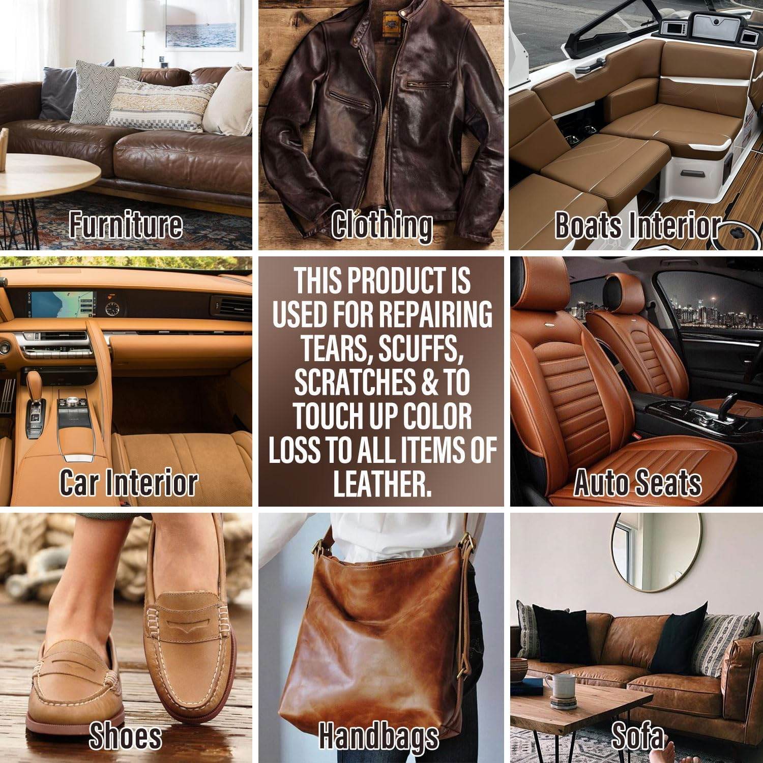 ARCSSAI ARCSSAL Brown Leather Repair Kit for Furniture, Leather Couch Repair Kit for Sofa, Jacket, Car Seats and Purse with Super Easy Instructions, Restores Any Material, Bonded, Pleather, Genuine - My Store