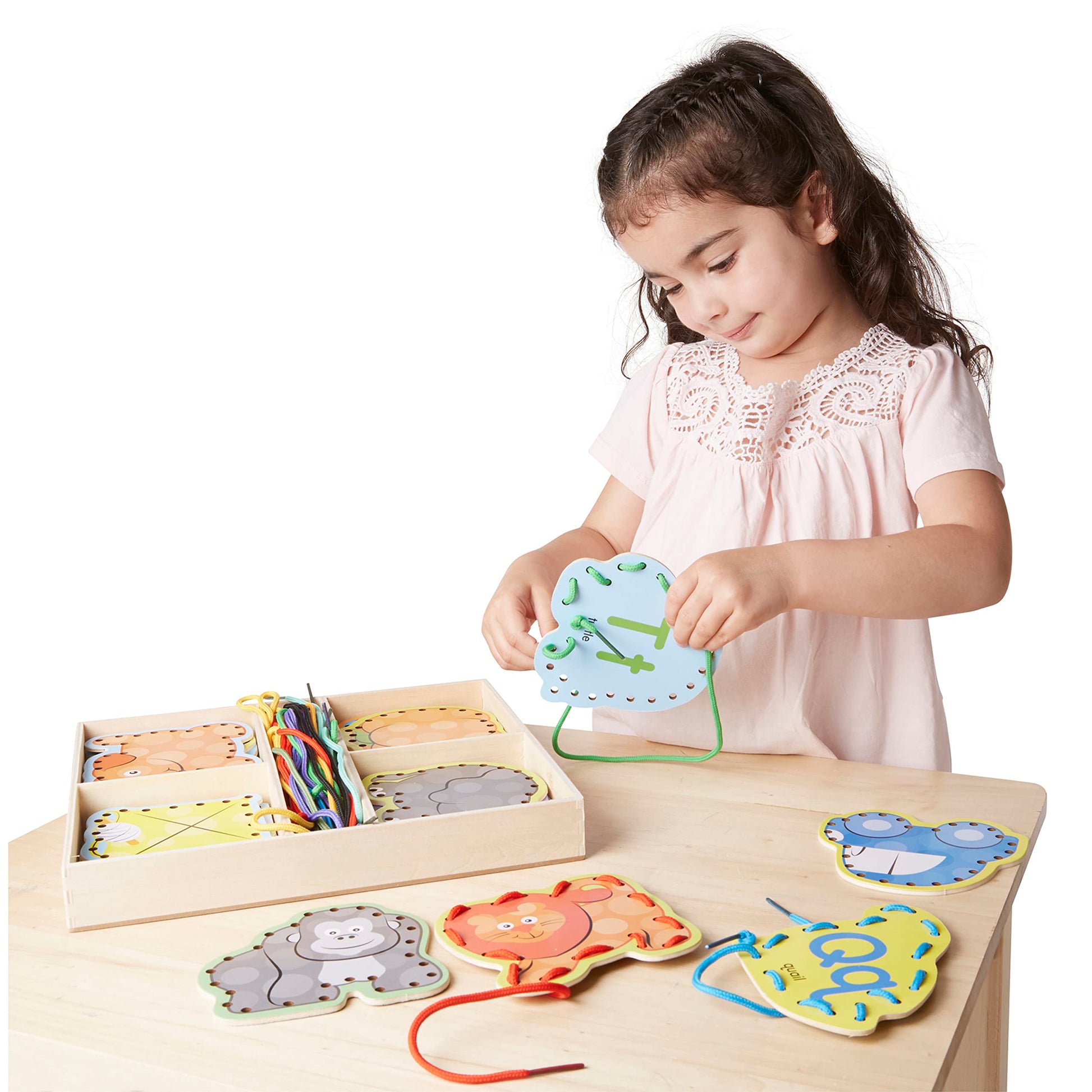 Buy now Melissa & Doug Alphabet Wooden Lacing Cards With Double-Sided Panels and Matching Laces at indiglob india