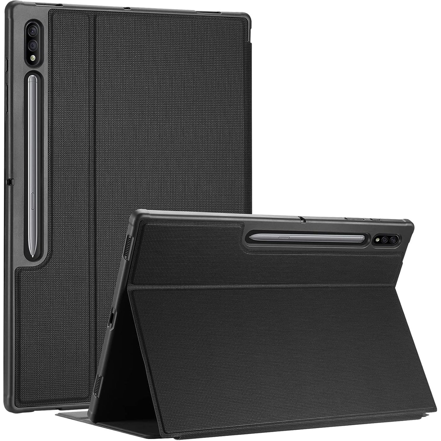 ProCase Book Cover Case for Samsung Galaxy Tab S8 Ultra 2022 14.6 Inch (SM-X900 / SM-X906), Folding Shockproof Multiple Stand Angle Protective Book Case Smart Cover Auto Sleep/Wake Function - Black