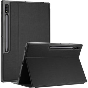 ProCase Book Cover Case for Samsung Galaxy Tab S8 Ultra 2022 14.6 Inch (SM-X900 / SM-X906), Folding Shockproof Multiple Stand Angle Protective Book Case Smart Cover Auto Sleep/Wake Function - Black