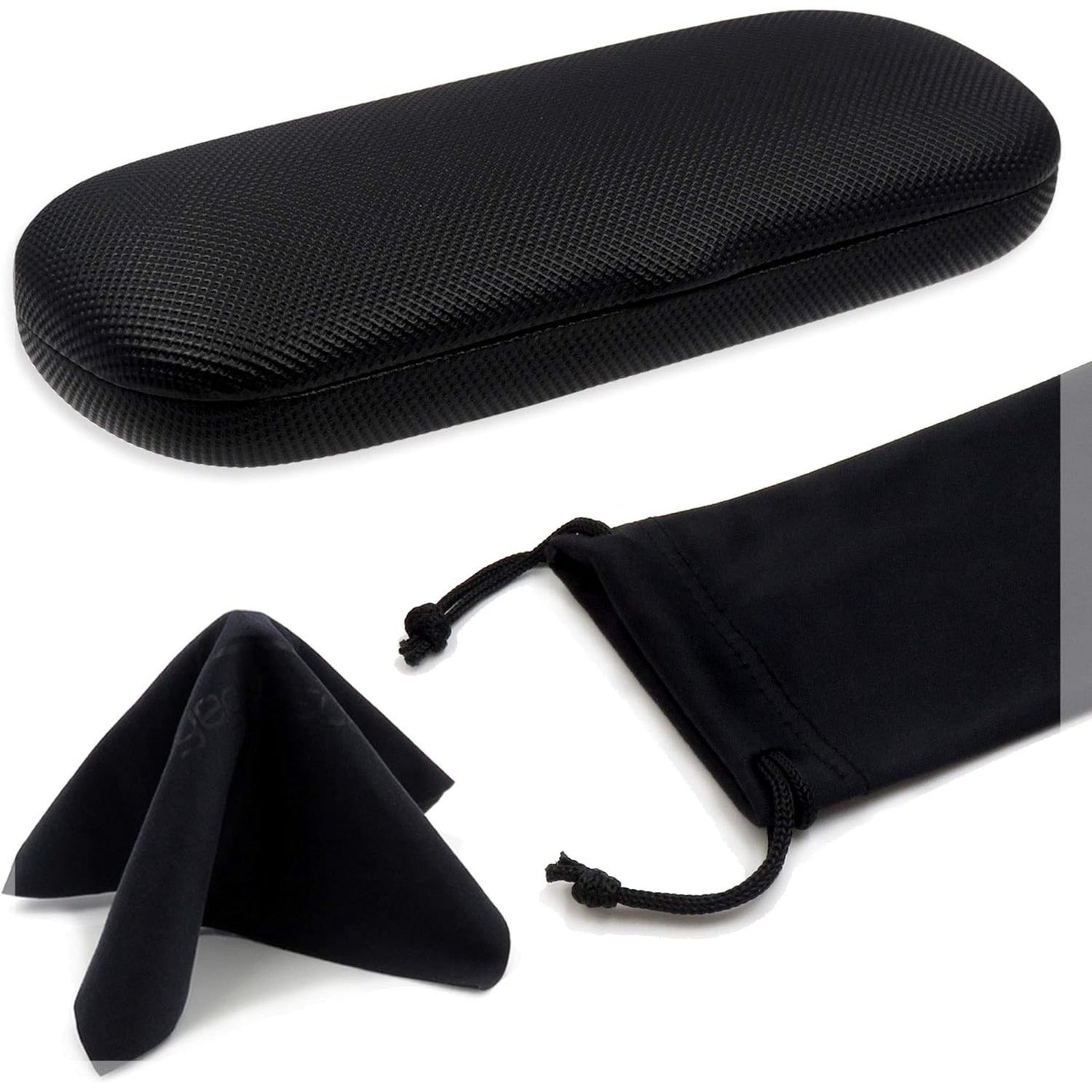 MyEyeglassCase Men Small Glasses case - Eyeglasses Hard Shell Holder Pouch & Cloth-Reading Slim & Narrow Case Heavy Duty
