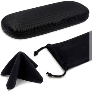 MyEyeglassCase Men Small Glasses case - Eyeglasses Hard Shell Holder Pouch & Cloth-Reading Slim & Narrow Case Heavy Duty