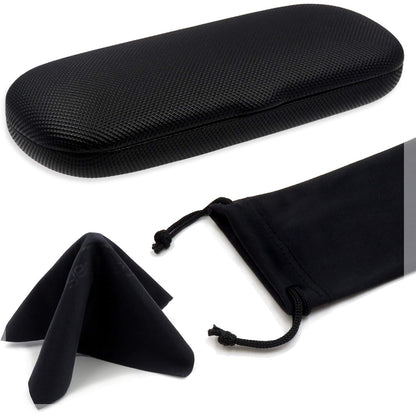 MyEyeglassCase Men Small Glasses case - Eyeglasses Hard Shell Holder Pouch & Cloth-Reading Slim & Narrow Case Heavy Duty