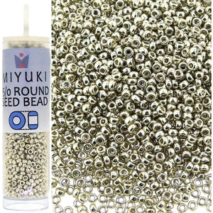 Buy now Miyuki Round Rocaille's Seed Beads Size 15/0 8.2g Duracoat Galvanized Silver 15-4201 at indiglob india