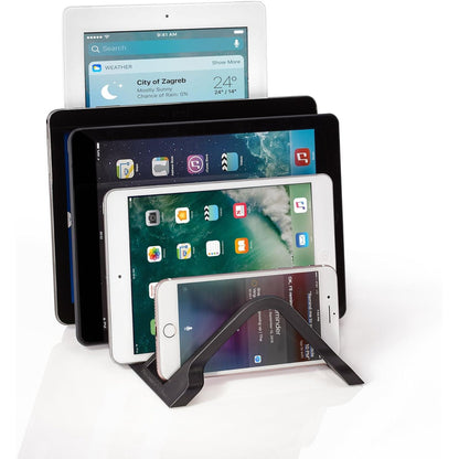 Prosumer's Choice Universal Charging Rack Organizer - Multi Device Stand Holds 5 Tablets or Smartphones - Desktop Tablet Holder and Storage Station - Compact Tech Organizer Dock for Home or Office