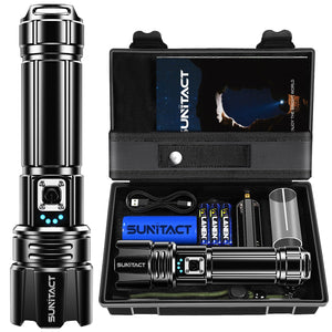 Buy now Flashlights High Lumens Rechargeable - 20000LM 30W Super Bright LED Flash Light | 5000ft Beam & 12H Long Lasting USB High Powered Handheld Police Flashlight for Home/Camping/Hiking/Emergency at indiglob india