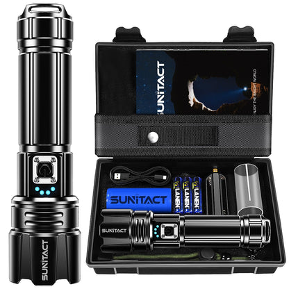 Buy now Flashlights High Lumens Rechargeable - 20000LM 30W Super Bright LED Flash Light | 5000ft Beam & 12H Long Lasting USB High Powered Handheld Police Flashlight for Home/Camping/Hiking/Emergency at indiglob india