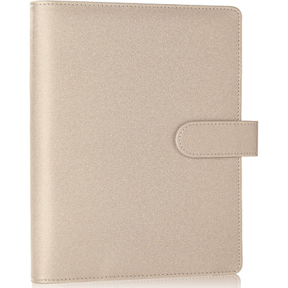Antner A5 Binder 6 Ring Refillable Notebook Planner Cover for A5 Refill Paper, PU Leather Small Binder Budget Planner Photocard Holder Loose Leaf Personal Organizer with Magnetic Buckle, Brown