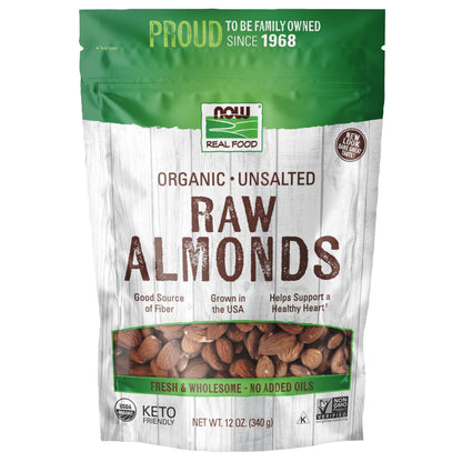 Buy now NOW Foods, Certified Organic Almonds, Raw and Unsalted, Good Source of Protein and Fiber, Grown in the USA, Certified Non-GMO, 12-Ounce (Packaging May Vary) at indiglob india