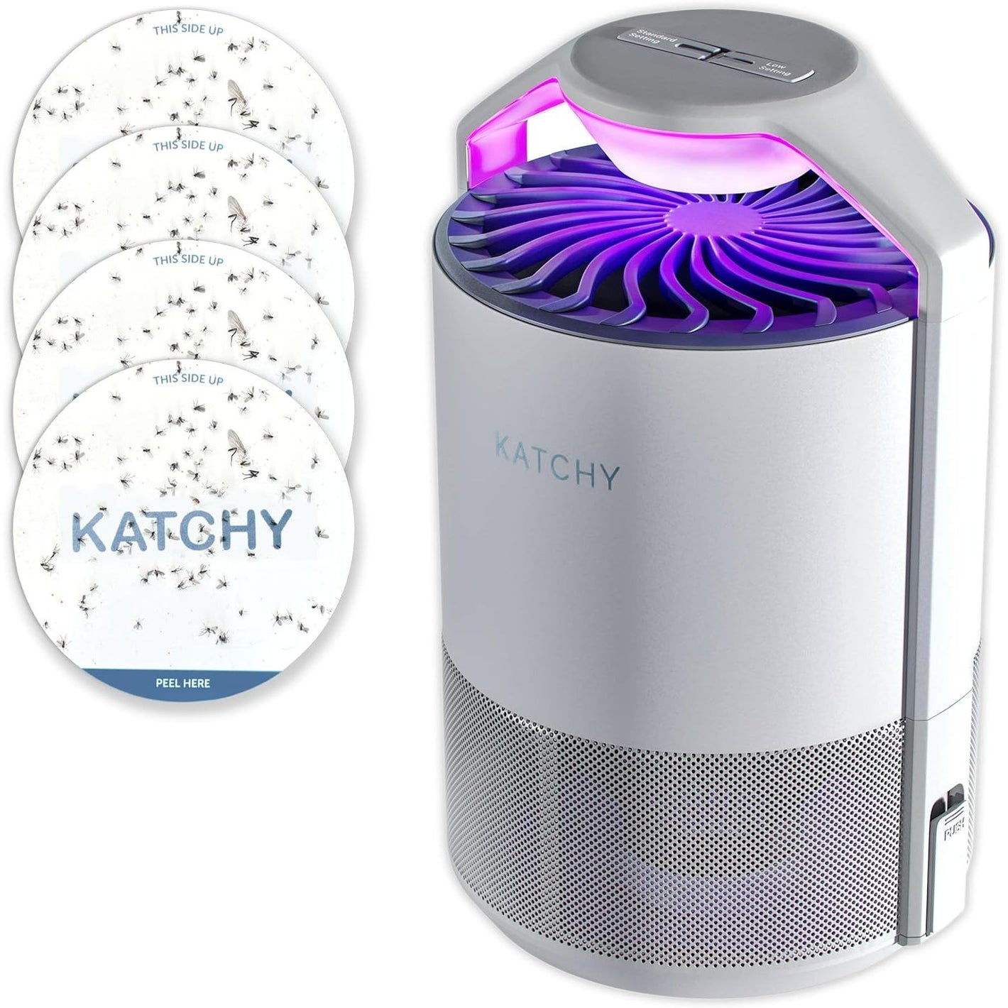 Katchy Indoor Insect Trap - Catcher & Killer for Mosquitos, Gnats, Moths, Fruit Flies - Non-Zapper Traps for Inside Your Home - Catch Insects Indoors with Suction, Bug Light & Sticky Glue (White)