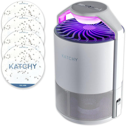 Katchy Indoor Insect Trap - Catcher & Killer for Mosquitos, Gnats, Moths, Fruit Flies - Non-Zapper Traps for Inside Your Home - Catch Insects Indoors with Suction, Bug Light & Sticky Glue (White)