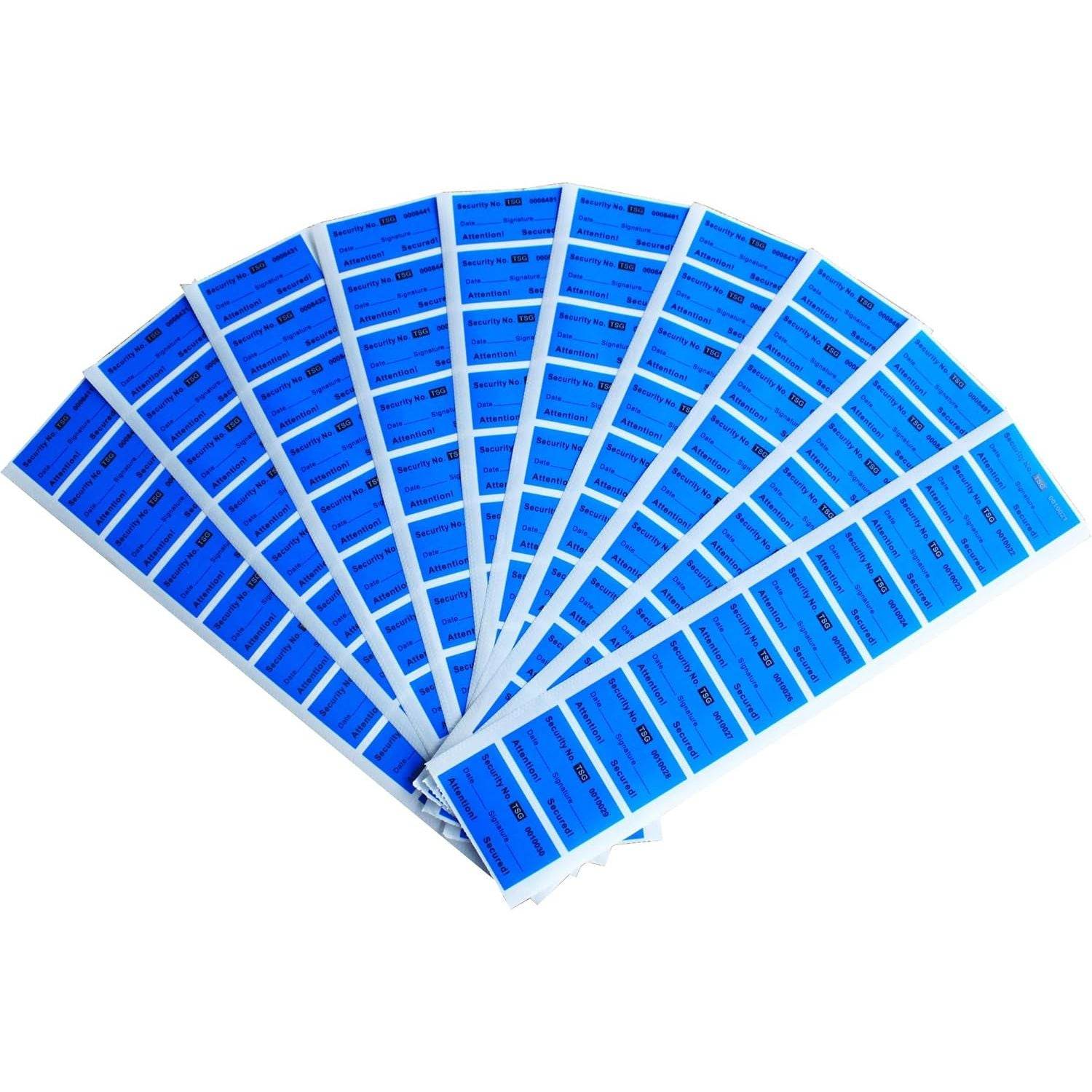 100pcs Non Transfer Tamper Resistant Security Warranty Void Labels/Stickers/Seals (Blue, 1 x 2 inches, Unique Nnumbers) - My Store
